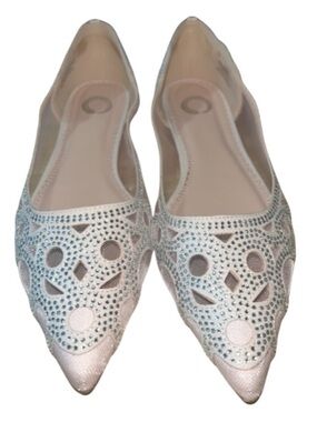 Journee Collection Batavia Rhinestone Pink Mesh Pointed Toe Ballet Flats Size 8
